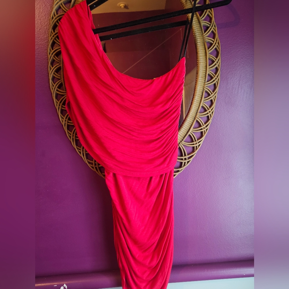 Charlotte Russe Red Maxi Bodycon Top with Cowl Neck and Dolman Sleeves
